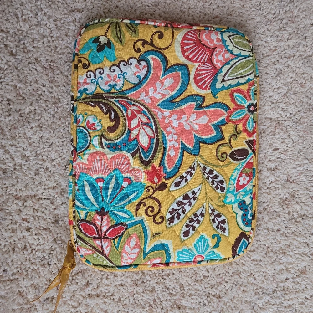 Vera Bradley Quilted Tablet Case Sleeve Provencal Yellow Floral Zip Retired